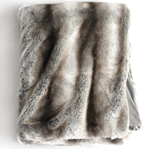 Faux Fur Throw Blanket — Gray Chinchilla, 59x88 Inch