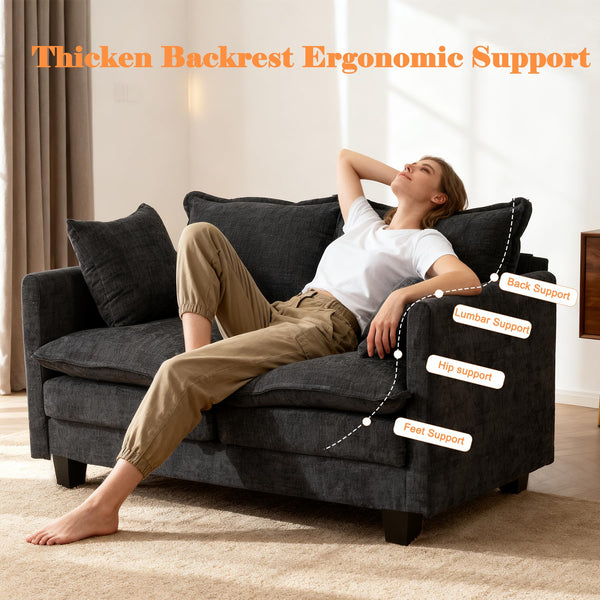 50" Loveseat Sofa with Deep Seat and Pillows