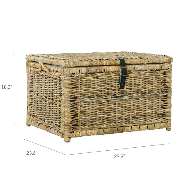 Wicker Storage Trunk with Lid – Collapsible Rattan Chest