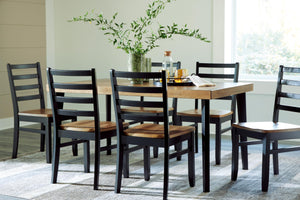 7-Piece Rectangular Dining Table Set with 6 Ladderback Chairs