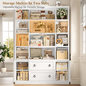 71 Inch Tall Bookcase with Doors and Drawers