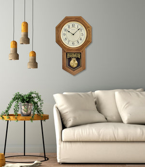 Pendulum Mantel Clock with Chime | Golden Oak Finish | Quartz Movement