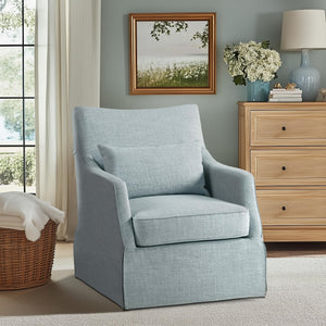 Skirted Swivel Accent Chair with Lumbar Pillow