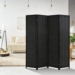 4-Panel Folding Wood Room Divider Privacy Screen