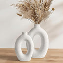 Ceramic Donut Vase Set of 2 – 10.5" & 8.5" Hollow Sculptural Flower Vases