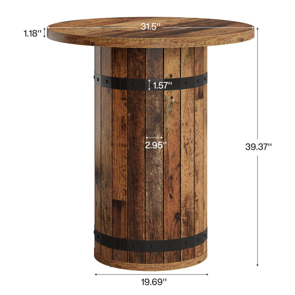 Round Bar Table – 39.4" Bar Height Bistro Pub Table