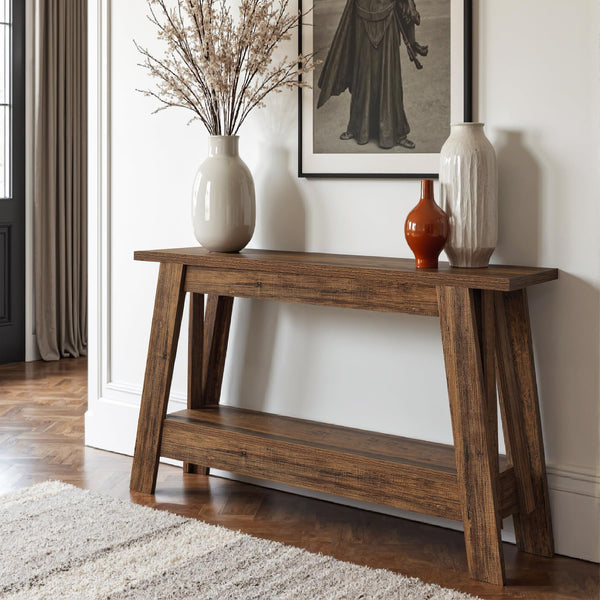 Farmhouse Console Table 2-Tier Narrow Entryway Table with Storage