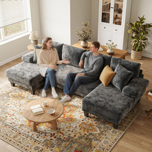 U-Shaped Convertible Sleeper Sofa with Pull-Out Bed