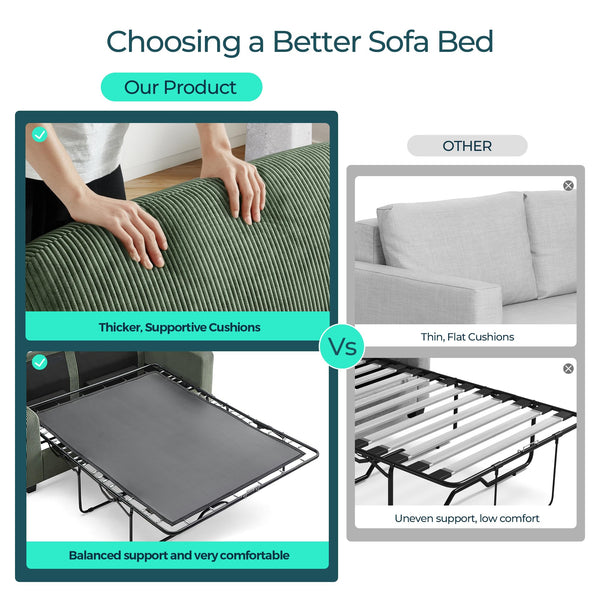 Pull Out Sofa Bed Convertible Loveseat Sleeper with Memory Foam - Queen Size