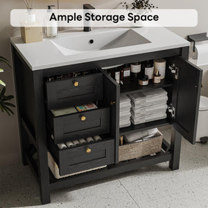 36" Bathroom Vanity with Sink and Cabinet