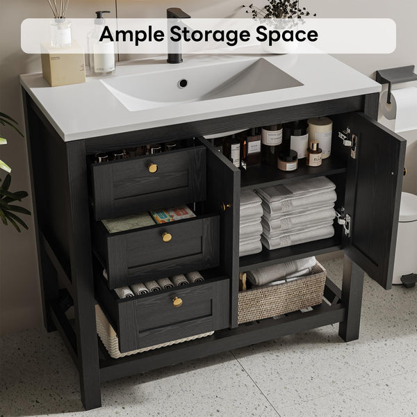 36" Bathroom Vanity with Sink and Cabinet