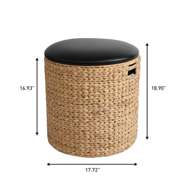 Water Hyacinth Storage Ottoman with Lid