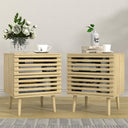 Boho Nightstand Set of 2 with Hollowed-Out Drawers