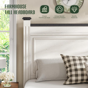 Queen Size Bed Frame with Storage Drawers and Upholstered Headboard