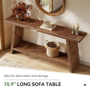 Solid Wood Console Table with 2-Tier Storage