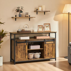 Barn Door TV Stand with Adjustable Shelves