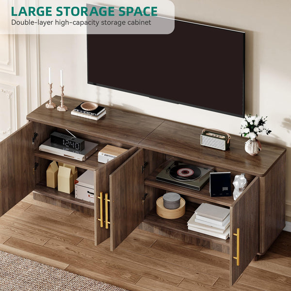 Fluted TV Stand & Entertainment Center – 70" Media Console with Storage