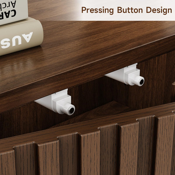 63" Fluted Sideboard Buffet Cabinet with Adjustable Shelves