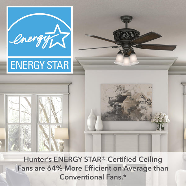 54-Inch Traditional Ceiling Fan with LED Lights and Remote