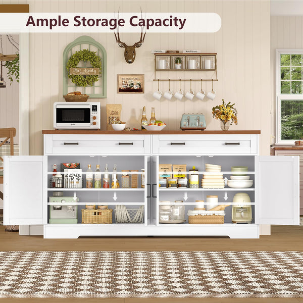 Buffet Cabinet with Storage — 4-Door Sideboard with Adjustable Shelves