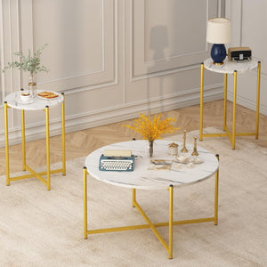 Round Marble Coffee Table Set of 3
