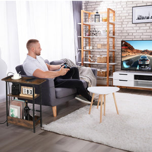 Narrow Side Table with USB-C Charging Station