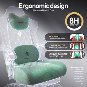 Ergonomic Fabric Gaming Chair with Heated Massage & Footrest