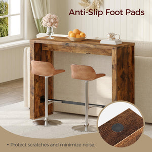 Industrial Counter Height Bar Table with Footrest