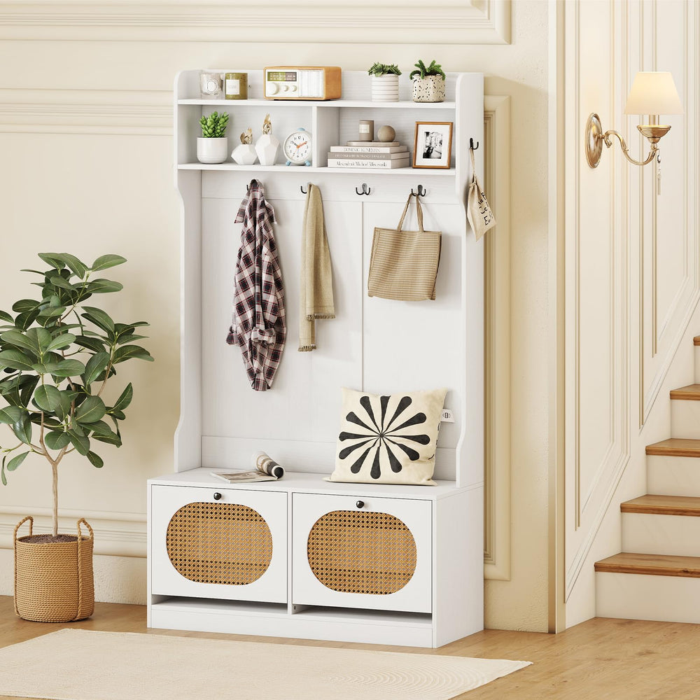 4-in-1 Hall Tree with Bench & Shoe Storage