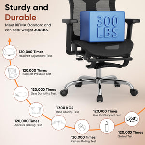 Ergonomic Office Chair with Footrest & Adjustable Lumbar Support