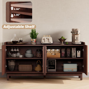 63-Inch Buffet Cabinet with Grille Doors and Adjustable Shelves