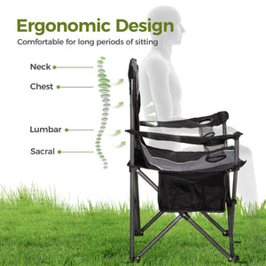 Oversized Folding Camping Chair with Cup Holder & Lumbar Support