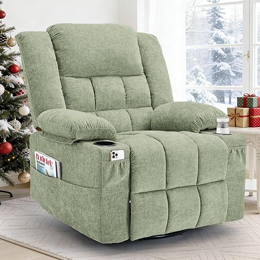 360° Swivel Rocker Recliner with Massage & Heating