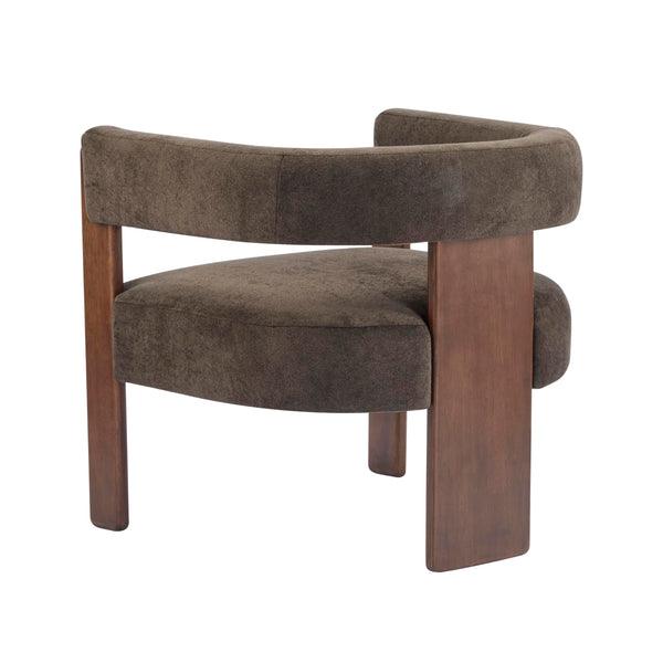 Barrel Accent Chair – Velvet Upholstered Lounge Chair with Rubberwood Frame