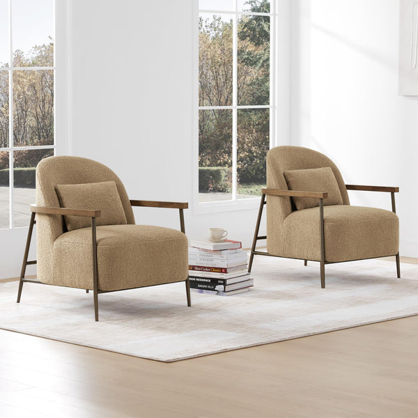 Mid-Century Modern Sherpa Armchair with Metal Frame
