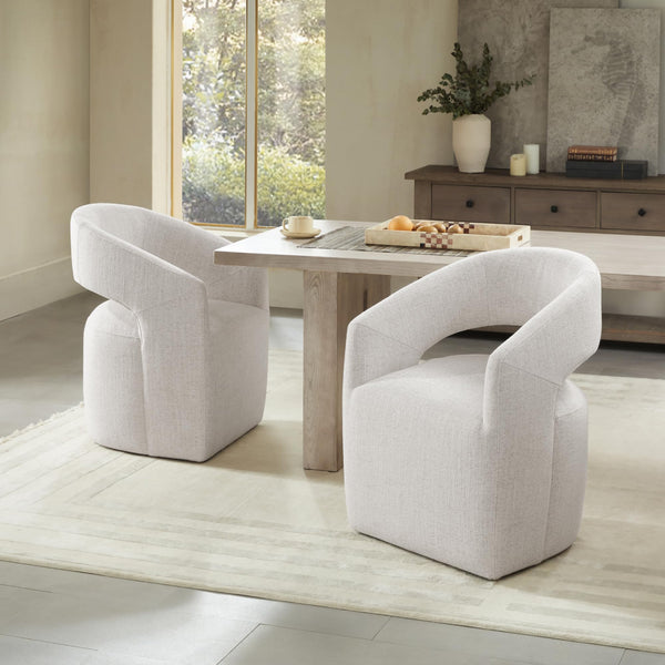 Upholstered Rolling Dining Chairs with Casters