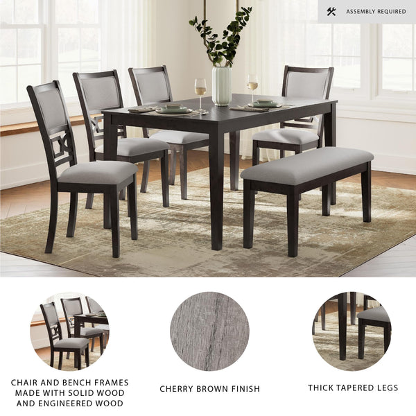6-Piece Upholstered Dining Table Set with Bench