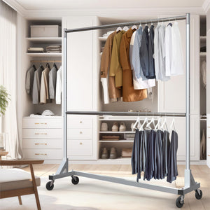 Z-Base Double Rod Garment Rack