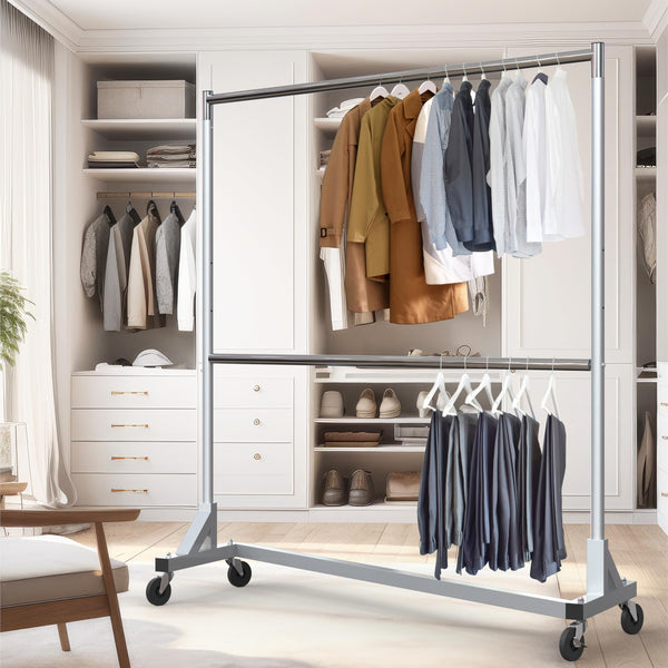 Z-Base Double Rod Garment Rack