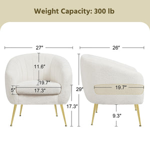 Boucle Barrel Accent Chair with Removable Cushion