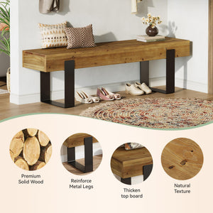 63" Farmhouse Entryway Bench with Metal Legs