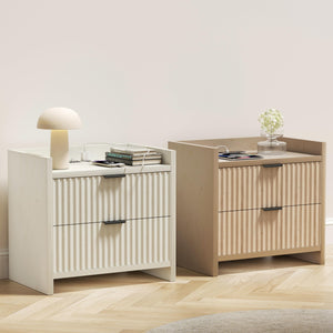 Nightstand with 2 Drawers & Charging Station