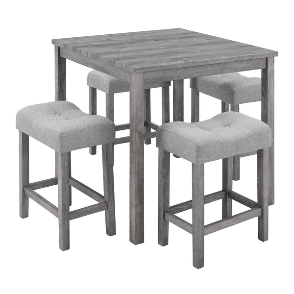 5-Piece Counter Height Dining Set with 4 Upholstered Bar Stools
