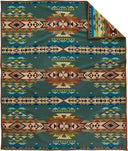 Wool Blend Jacquard Throw Blanket – Reversible, Felt-Bound, 64" x 80"