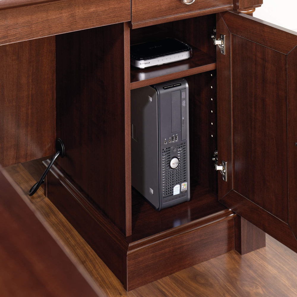L-Shaped Executive Desk with File Cabinet & Keyboard Tray