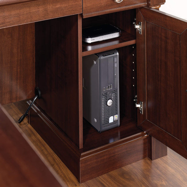 L-Shaped Executive Desk with File Cabinet & Keyboard Tray