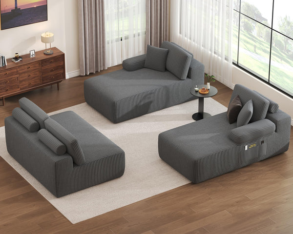 U-Shaped Modular Sectional Sofa Sleeper – Corduroy Deep Seat, 4-Seater