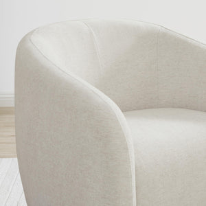 360° Swivel Accent Chair – Cream Fabric, Round Barrel Design