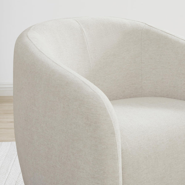 360° Swivel Accent Chair – Cream Fabric, Round Barrel Design
