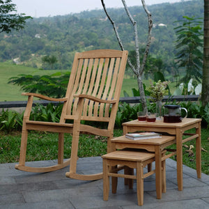 Teak Nesting Side Tables Set of 3 – Outdoor Patio Accent Tables